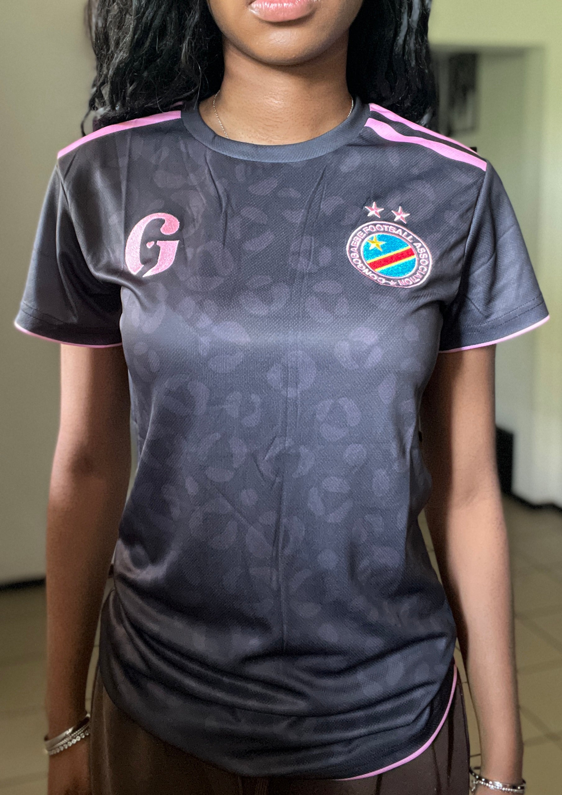 DR Congo Leopard Football Jersey - Black
