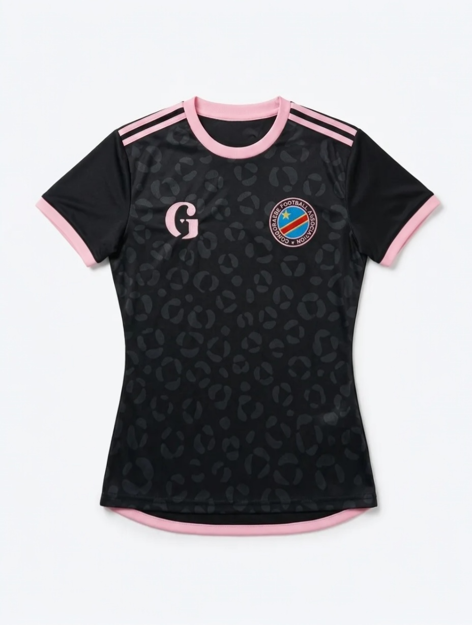 DR Congo Leopard Football Jersey - Black