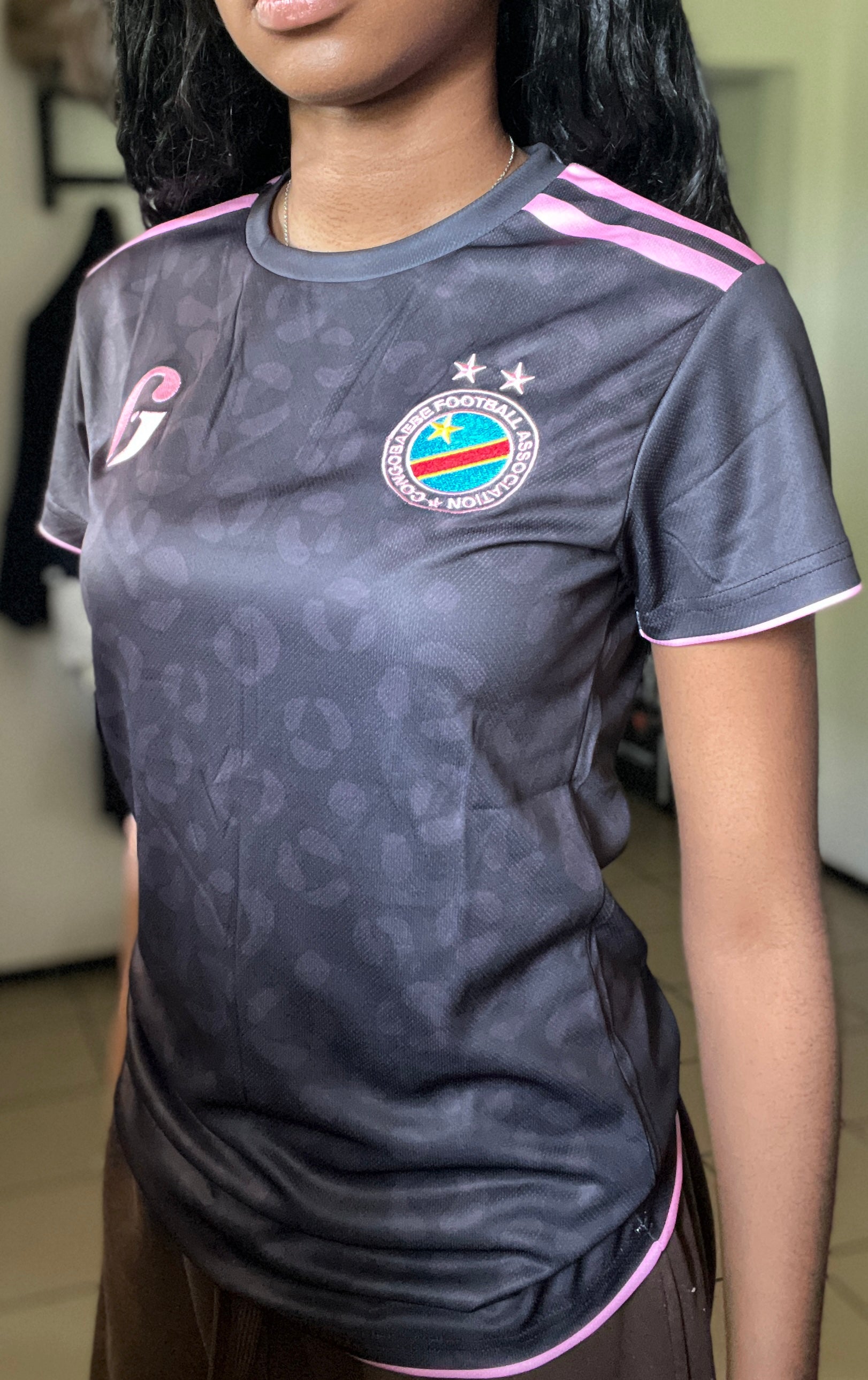 DR Congo Leopard Football Jersey - Black