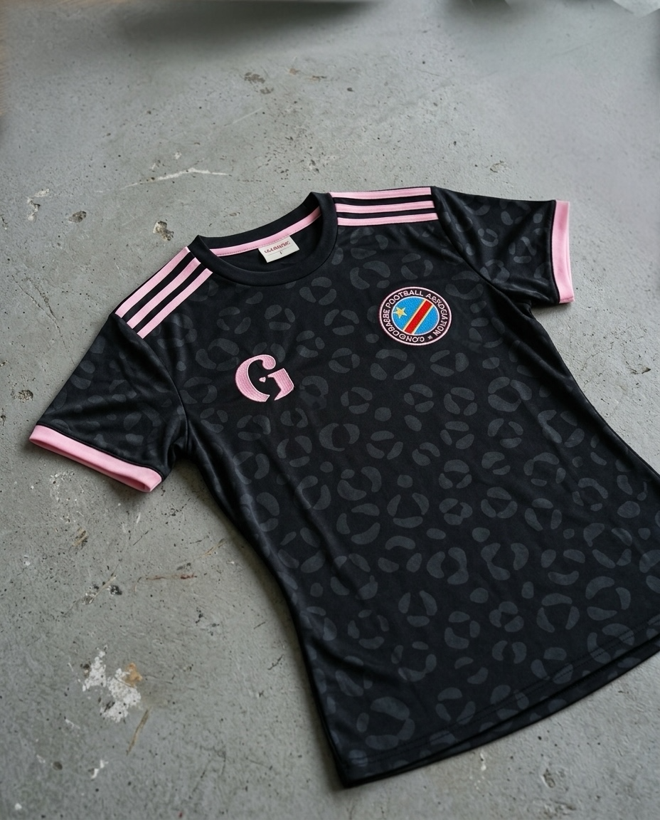DR Congo Leopard Football Jersey - Black
