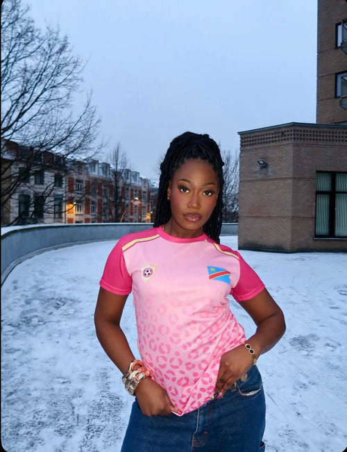DR Congo Leopard Football Jersey - Pink